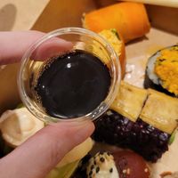 Tiny soy sauce container at Veganashi - Gluten Free Sushi in Barcelona
