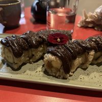 Dessert roll (banana, peanut butter, chocolate)  at Veganashi - Gluten Free Sushi in Barcelona