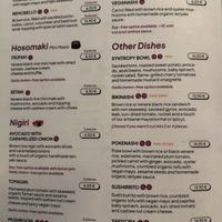 Menu (2/2).  at Veganashi - Gluten Free Sushi in Barcelona