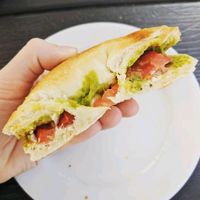Mediterranean Bagel (with vegan cream cheese) at Sugarhouse Coffee in Salt Lake City