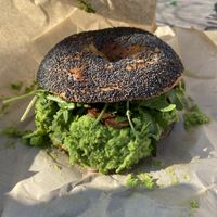 Vegan bagel at Budapest Bagel in Vienna