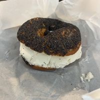 Vegan bagel with vegan cream cheesee  at Budapest Bagel in Vienna