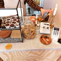 Delicious nibbles and tarot deck if you want a reading! at Misspresso in Stockholm