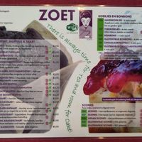 Menu for sweets at De Theefabriek in Houwerzijl