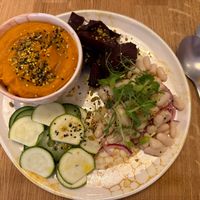 Veggie 'Escondidinhe', roasted Beetroot and white bean salad at Pequeno Café e Bistrô - Arroios in Lisbon