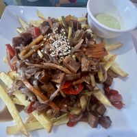 Vegan chorrillana  at Estrella Negra in San Pedro De Atacama