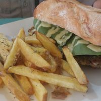 Lentil burger  at Estrella Negra in San Pedro De Atacama