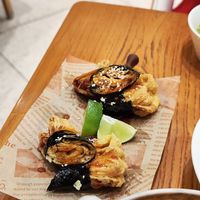 Deep fried enoki mushrooms with tofu skin wrapped in seaweed at Vegegood 素来很好 in Shanghai