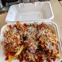 BBQ Chick'n Loaded fries at Huns in Leicester