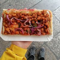 Bolognese Pizza at Masa Pizza al Corte in Santiago De Compostela