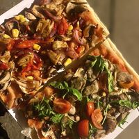 Rossa vegana and BBQ vegana   at Masa Pizza al Corte in Santiago De Compostela