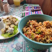 Tofu and fried rice at Salud Para Vida in San Pedro La Laguna