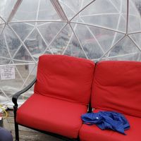 inside their outdoor experience - very COVID friendly at Coffin Ridge Boutique Winery in Meaford