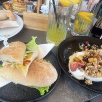 vegan sandwich and vegan banana fit  at Cafinho in Piran