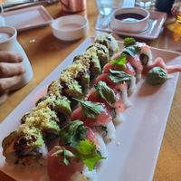 Sweet potato tempura roll and a salmon roll at Red Ginger in Traverse City