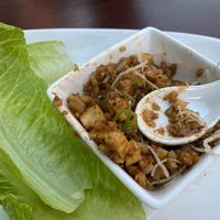 Tofu lettuce wraps.  Locally made tofu was delicious!  Other flavors were okay.   at Red Ginger in Traverse City