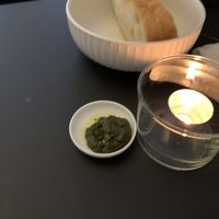 Focaccia with basil pesto (and no cheese, still creamy!)  at Frank. in Brussels