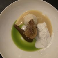 Dessert was pear and vegan sorbet. Caramelized pear on top! So Yummie and sweet!  at Frank. in Brussels