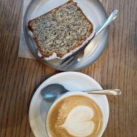 Lemon cake and cappuccino at Frank. in Brussels