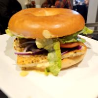 Tofu breakfast sandwich with special sauce. at Speckled Hen Coffee in Strasburg