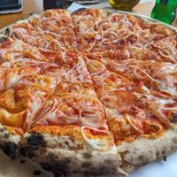 Pizza Vesuvio CL with vegan cheese at Porto Rino in Crete