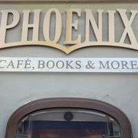 Eingangsschild  at Phoenix Book Café in Klagenfurt