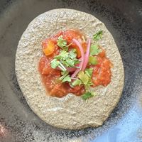 Black hummus(black chickpeas with black seed tahini)  at Street & Soul in Toledo