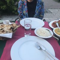Yellow lentil daal, veggie balls and naan  at Shiva in St Johann In Tirol