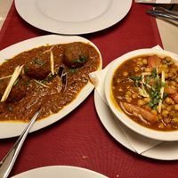 Vegan veggie balls in masala sauce and chickpeas in spicy sauce at Shiva in St Johann In Tirol