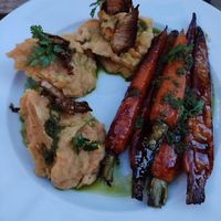 Roast carrots and kimchi mashed potato. at Mala in Leipzig