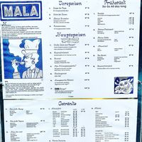 The menu at Mala in Leipzig