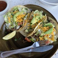 Impossible meat tacos with vegan cheese at Cantina Laredo in Shreveport