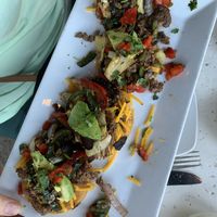 “Nachos” topped with impossible meat and vegan cheese at Cantina Laredo in Shreveport