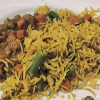 Vegan Balti and vegetables rice at Dawat in Tavira