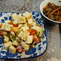 Tofu salad, Lotus root with carrots at Giapp-one in Perugia