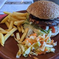 Seitan burger at The World Family in Finisterre