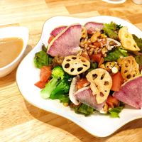 Salad with sesame dressing at KOMEDA is in Tokyo