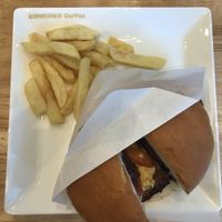 Miso cheese hamburger ¥1,280 comes with crispy chips ! at KOMEDA is in Tokyo