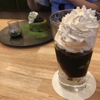 Coffee jelly ¥680? And matcha pancake  at KOMEDA is in Tokyo