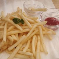 Rice flour? fries with sour cream and onion + ketchup sauces at KOMEDA is in Tokyo