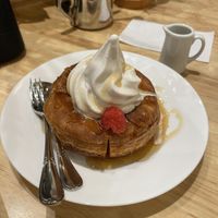 This thing had no name on the English menu but it was kinda like a croissant pancake topped with great soft serve   at KOMEDA is in Tokyo