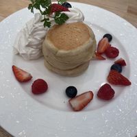 Bouncy pancake with fruits  at KOMEDA is in Tokyo