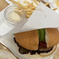 Teriyaki burger with mayo. Delicious especially since it has avocado   at KOMEDA is in Tokyo