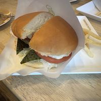 Tartare and wasabi burgerrs  at KOMEDA is in Tokyo