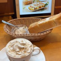 Vietnamese coffee with free toast (cream cheese I think it was, they had a few options to chose from)   at KOMEDA is in Tokyo