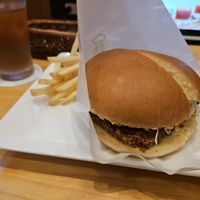 Chicken tartar burger (soy burger) at KOMEDA is in Tokyo