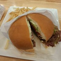 Avocado burger and fries at KOMEDA is in Tokyo