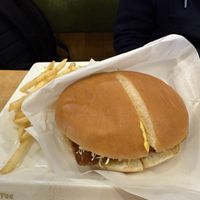 The egg-style chicken tartar burger   at KOMEDA is in Tokyo