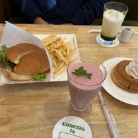Strawberry and Amazake smoothie, and Shiro Noir with whipped cream (Right)   at KOMEDA is in Tokyo