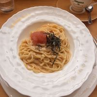 Imitation roe soy milk based creamy pasta. It was sooooo good  at KOMEDA is in Tokyo